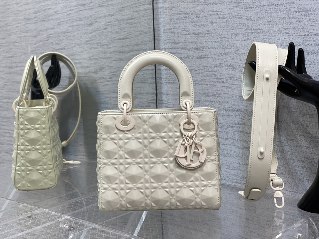 Small Lady Dior My ABCDior Bag Latte Cannage Calfskin with Diamond Motif